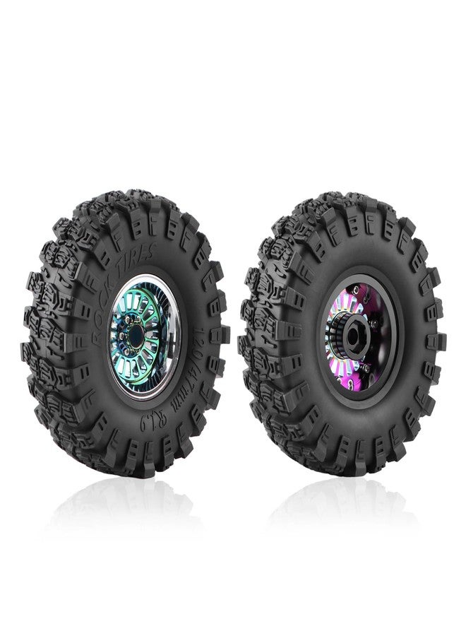 GIXCEL 1.9 Beadlock Wheels and Tires Set, 115/45mm RC Tires, Deep Dish Offset -10mm Aluminum Color Turbine Beadlock Wheel Rim Hub for 1/10 RC Crawler TRX4 SCX10 GEN7 GEN8 VS4-10 Upgrades, 4PC - Image 2